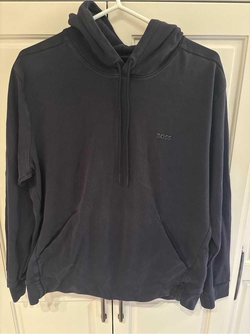 BOSS Men's Navy Hoodie Sweatshirt large